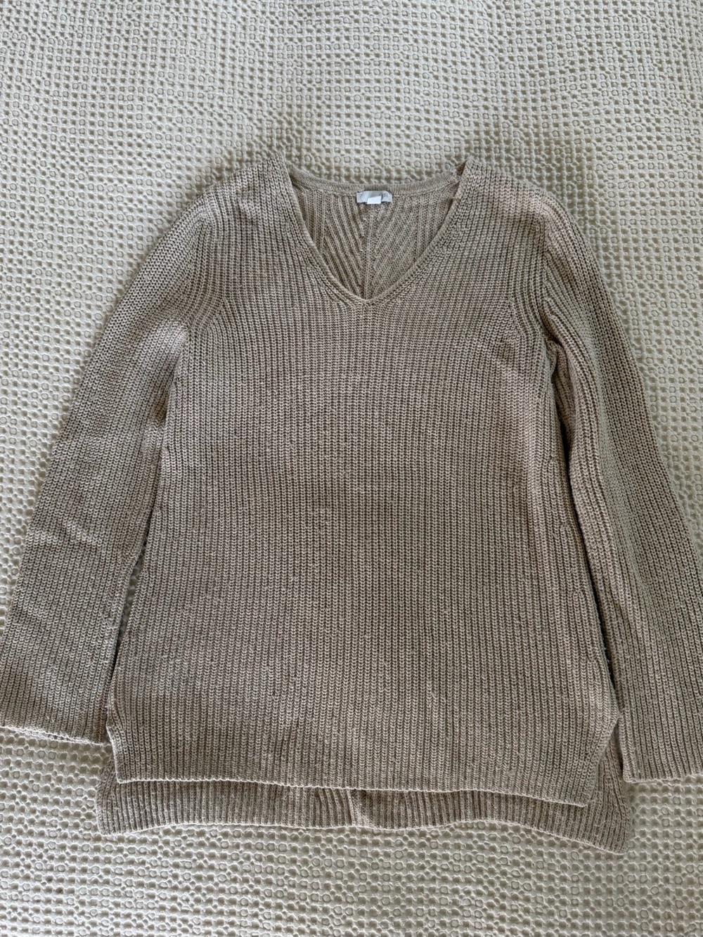 J.Jill Wool Blend Ribbed V Neck Sweater Oatmeal Beige XS - Picture 2 of 9